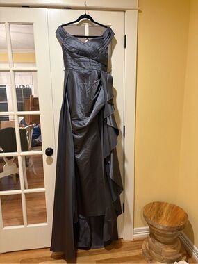 Elegant Off-Shoulder Gray Evening Gown